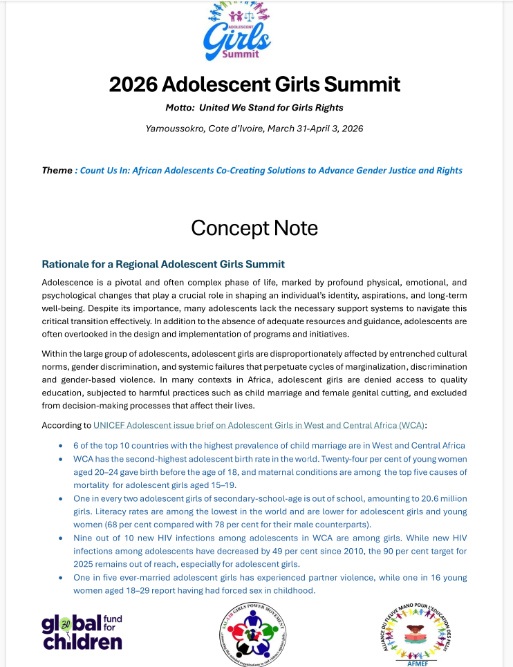 2026 Adolescent Girls Summit - Concept Note